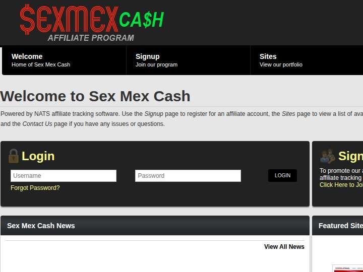 Sex Mex Cash website preview