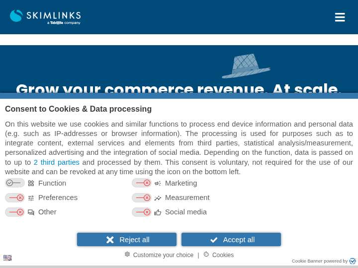Skimlinks website preview