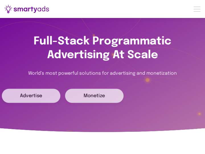 SmartyAds website preview