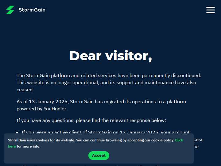 StormGain website preview