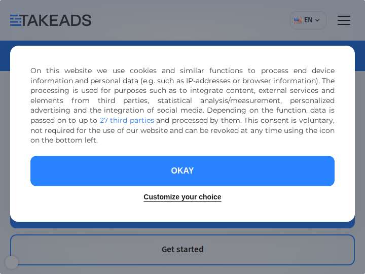 Takeads website preview