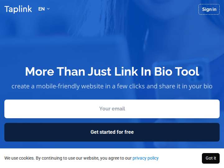 Taplink Affiliate Program website preview