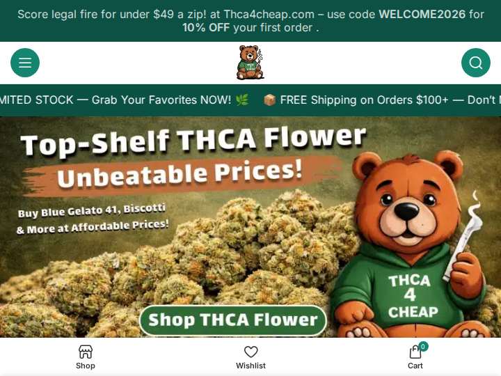 Thca4cheap Affiliate Program website preview