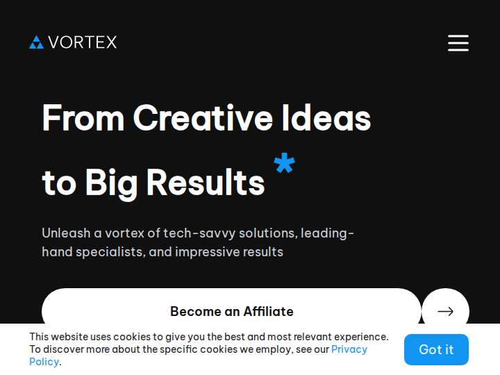 Vortex Advertising website preview