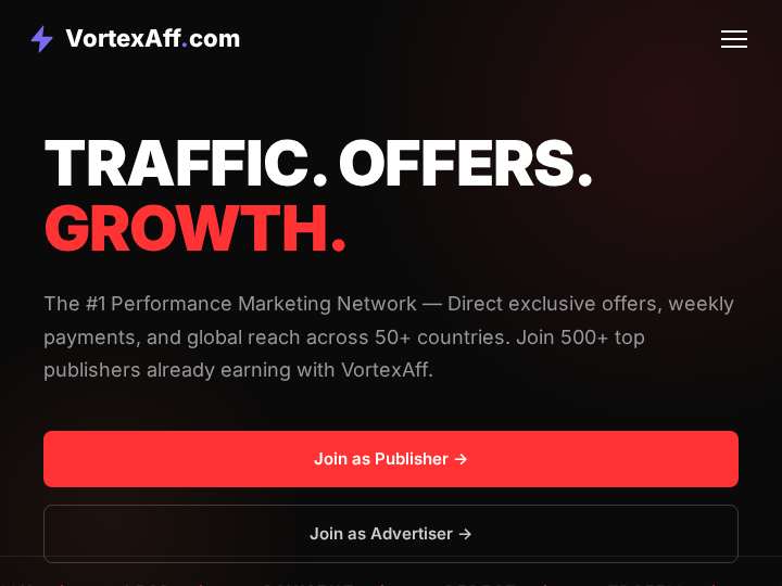 VortexAff website preview