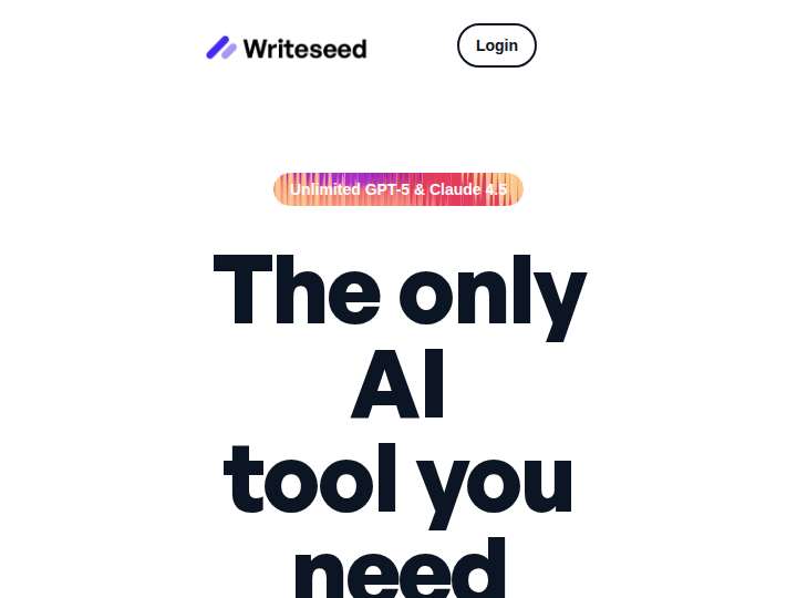 Writeseed.com AI Writer website preview
