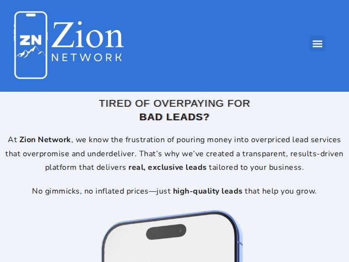 Zion Network website preview